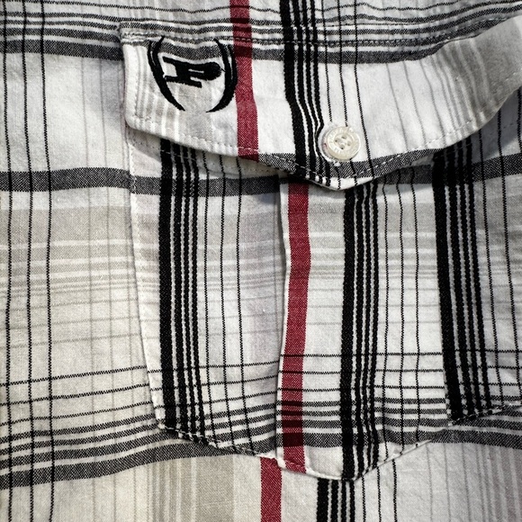 VTG 90’s Phat Farm Black and Red Plaid Men's Button Down Logo Streetwear large - Picture 13 of 14